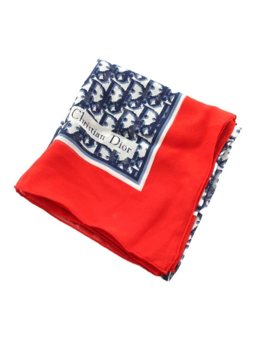 Dior Scarf Trotter Pattern All Over Red Navy White YT - Picture 3 of 6